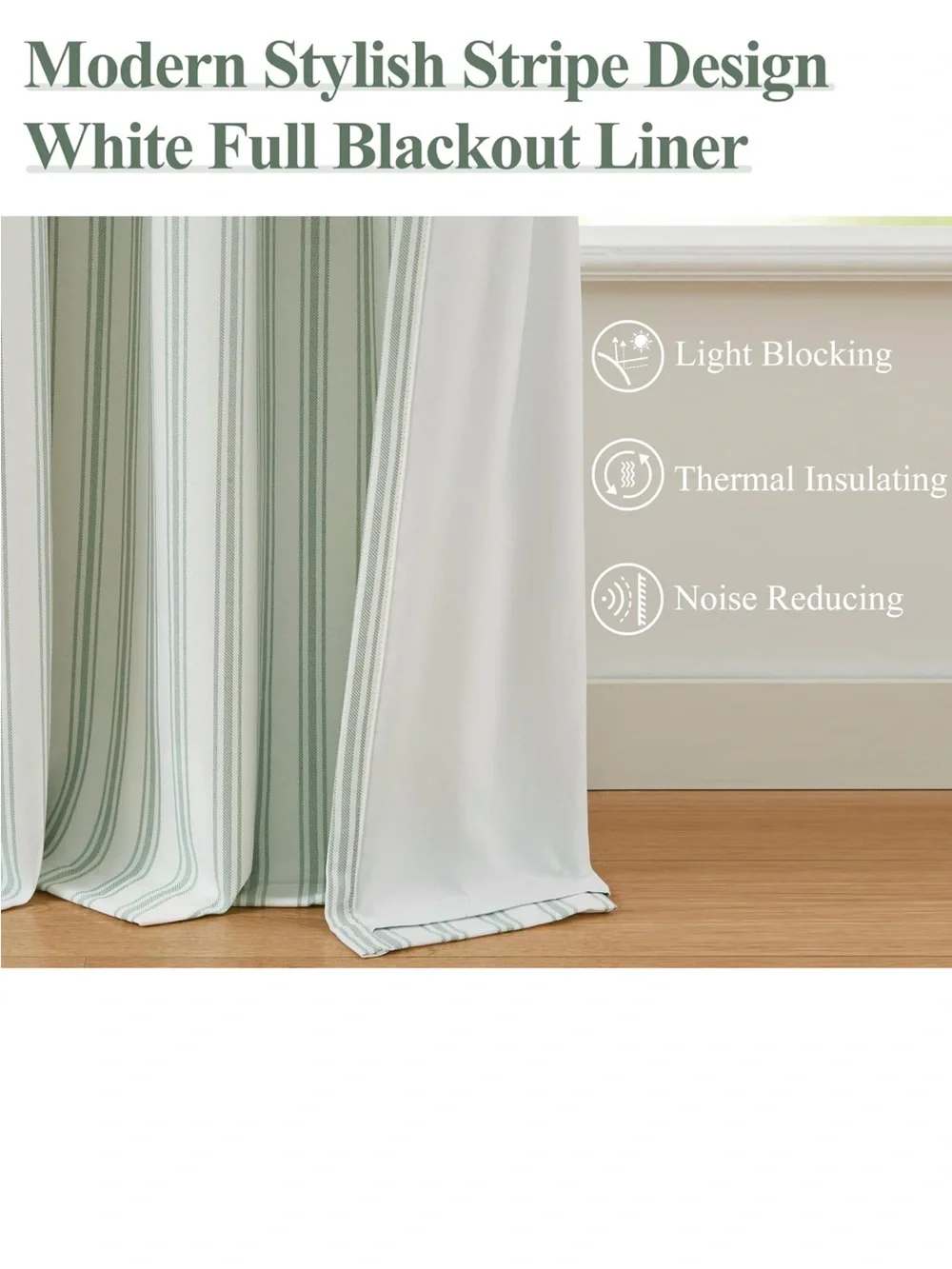 Striped Green White Window Cotton Curtains - Home Accents